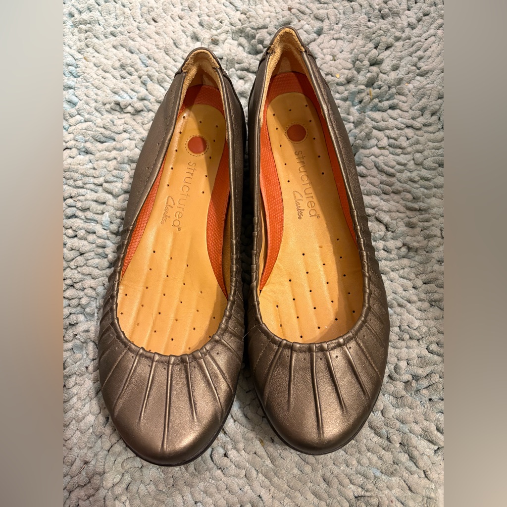 Clarks Leather Unstructured Womens 8 Flat Ballet Shoes